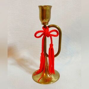 Vintage Brass Bugle Horn Design Candle Holder